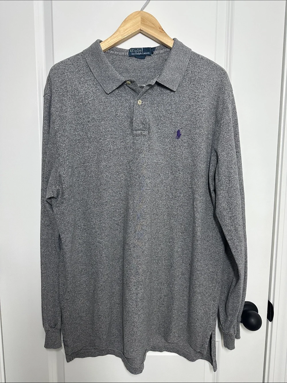 Polo by Ralph Lauren Men’s Long Sleeve Heather Gray Polo Shirt XL
